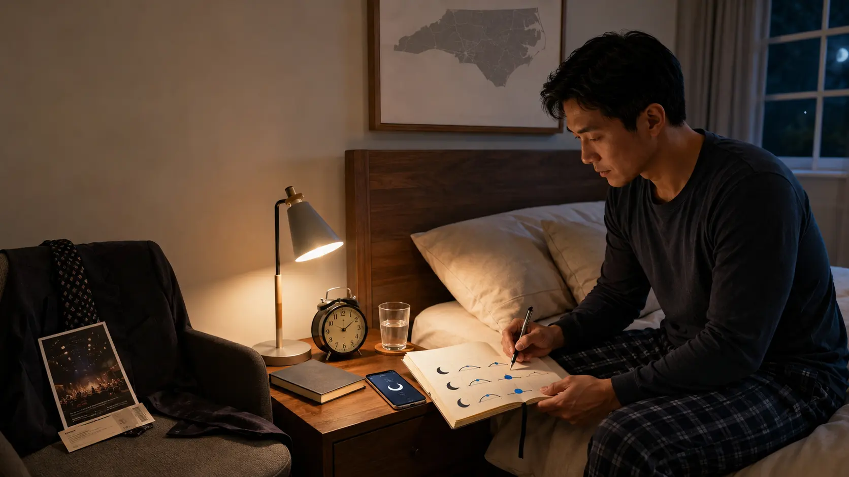 A Realistic Sleep Cycle Story from Raleigh, North Carolina: Adjusting sleep timing after a late evening event