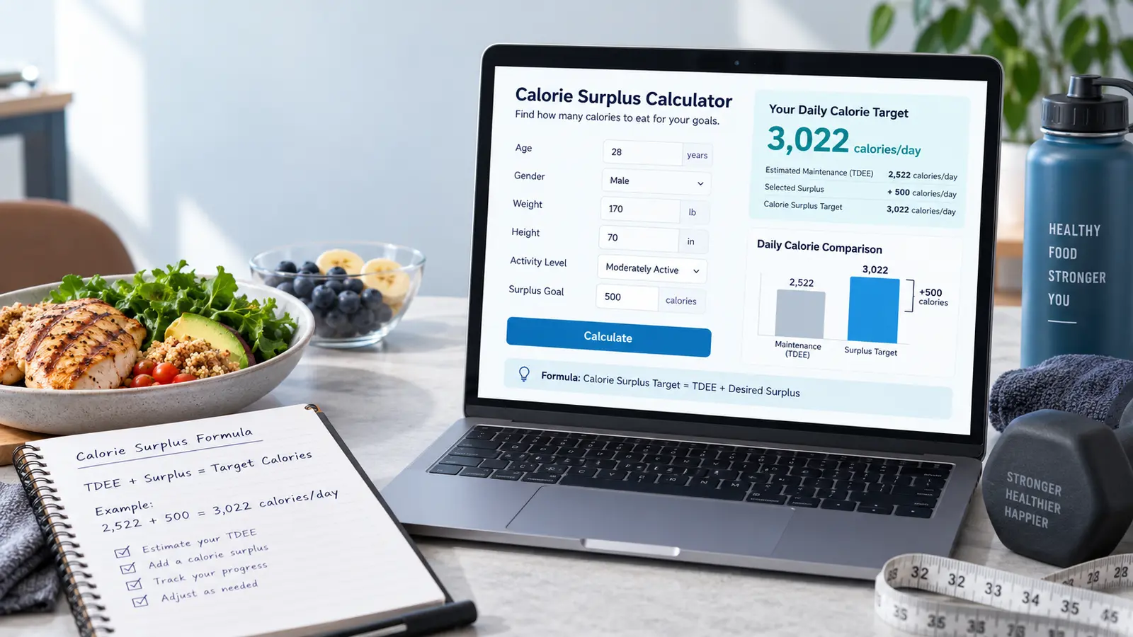 How to Calculate Calorie Surplus: Step-by-Step Guide with Example